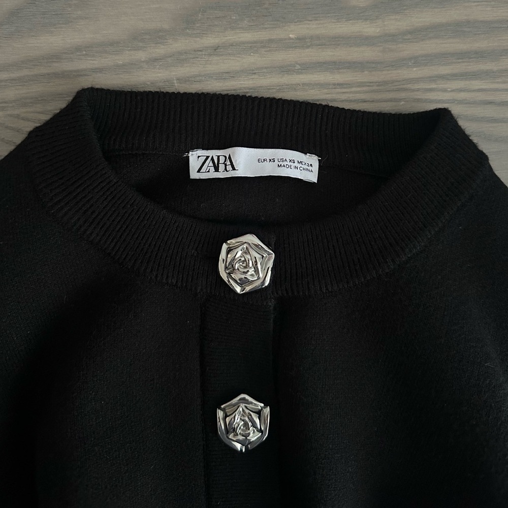 ZARA WOMENS METAL BUTTON KNIT CARDIGAN - Picture 6 of 8